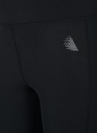 Croppade träningstights med ficka och reflex, Black, Packshot image number 2