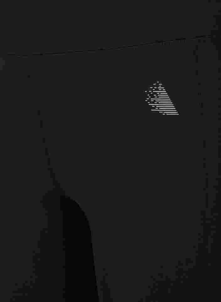 Croppade träningstights med ficka och reflex, Black, Packshot image number 2