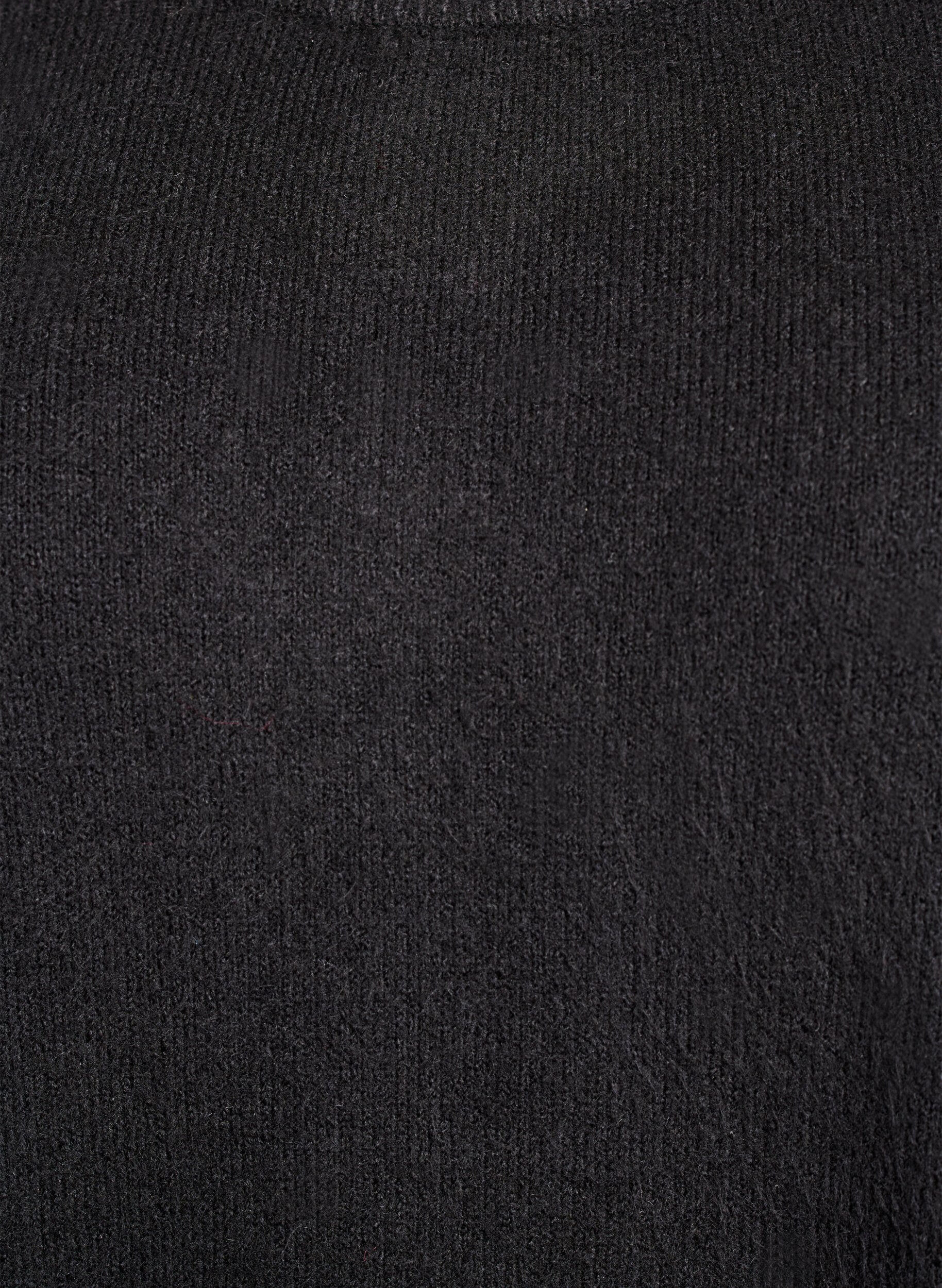 Zizzi Kort &auml;rml&ouml;s stickad kl&auml;nning, Svart, Packshot image number 2