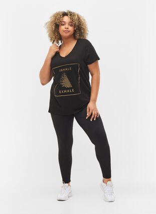 Tränings t-shirt i bomull med tryck, Black w. inhale logo, Model image number 2