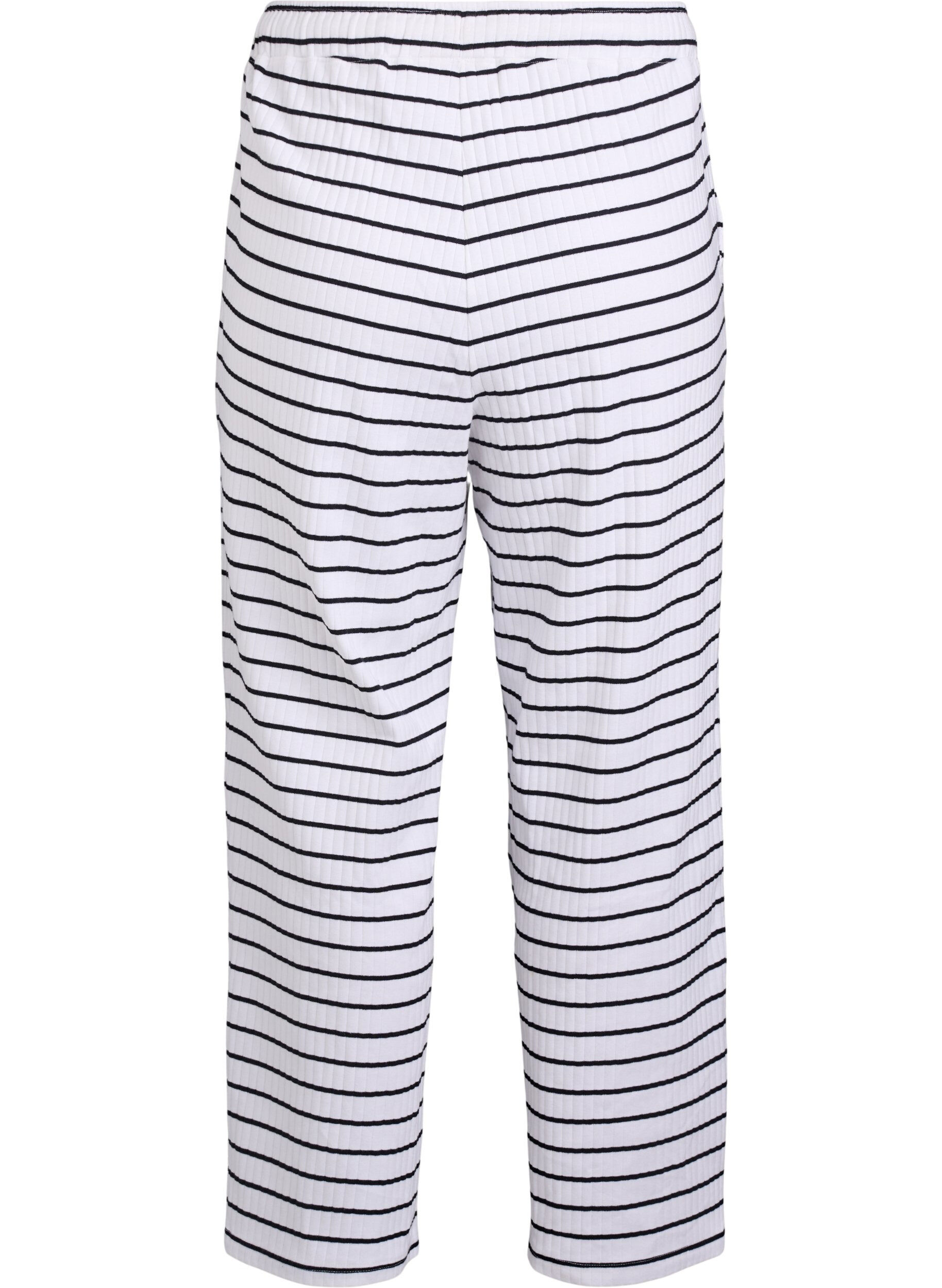 Zizzi L&ouml;sa pyjamasbyxor med r&auml;nder, Vit, Packshot image number 1