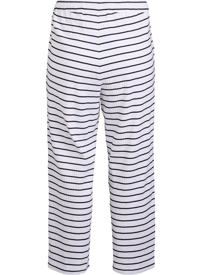 Lösa pyjamasbyxor med ränder, Vit, Packshot image number 1
