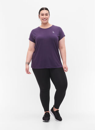 Kortärmad t-shirt för träning, Purple Plumeria, Model image number 2