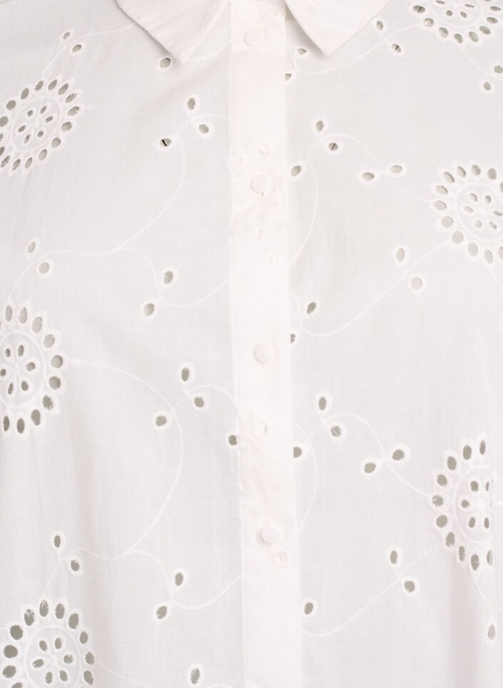Tunika i bomull med broderie anglaise, Vit, Packshot image number 2