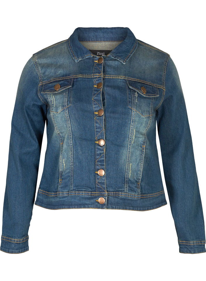 Kort jeansjacka, Blue denim, Packshot image number 0