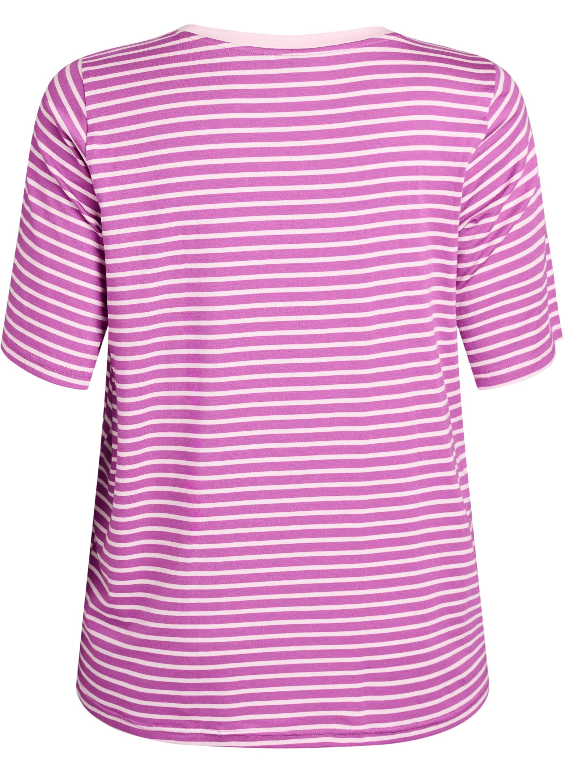 ZizziT-shirt i TENCEL&trade; Lyocell med r&auml;nder, Lila, Packshot image number 1