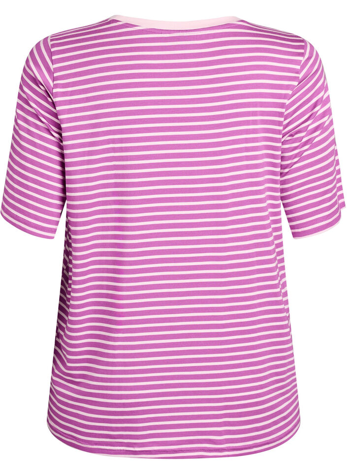 T-shirt i TENCEL&trade; Lyocell med r&auml;nder, Lila, Packshot image number 1