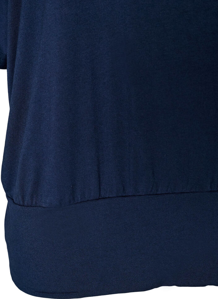 Blus i jersey med armb&aring;gsl&aring;nga ballong&auml;rmar, Bl&aring;, Packshot image number 3