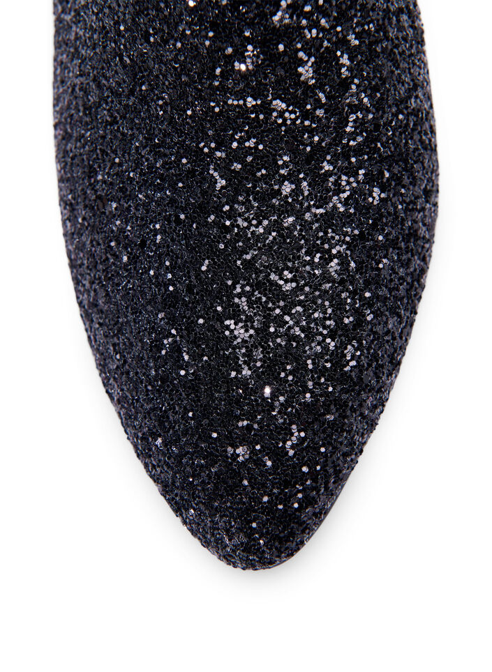 Wide fit - Ankelstövel med glitter, Black, Packshot image number 3