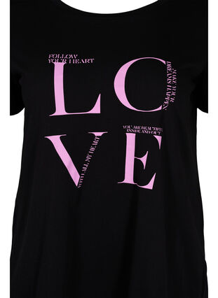 T-shirt i bomull med tryck, Black Cyclamen LOVE, Packshot image number 2
