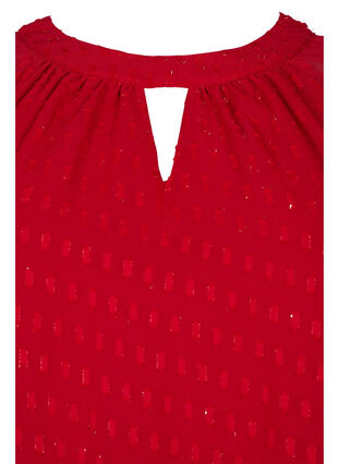 Blus i mönstrad chiffong med halvlånga ärmar , Tango Red, Packshot image number 2