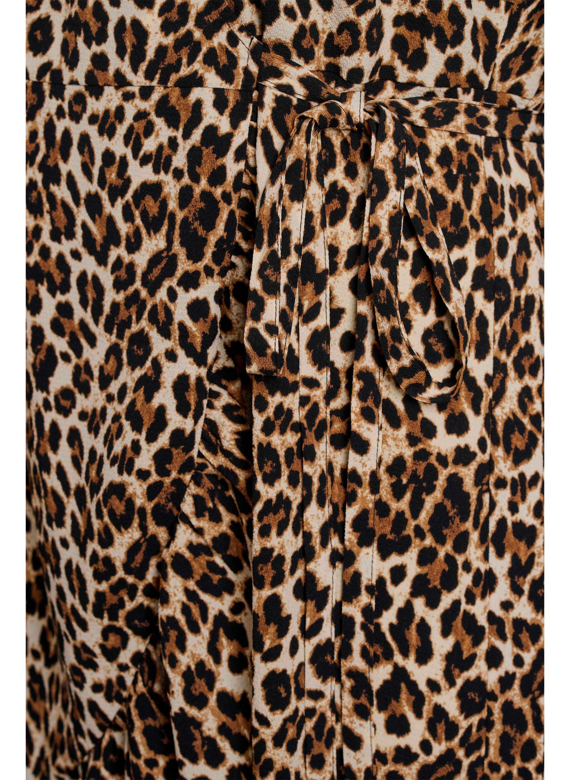 Zizzi M&ouml;nstrad omlottkl&auml;nning med korta &auml;rmar, Brun, Packshot image number 3