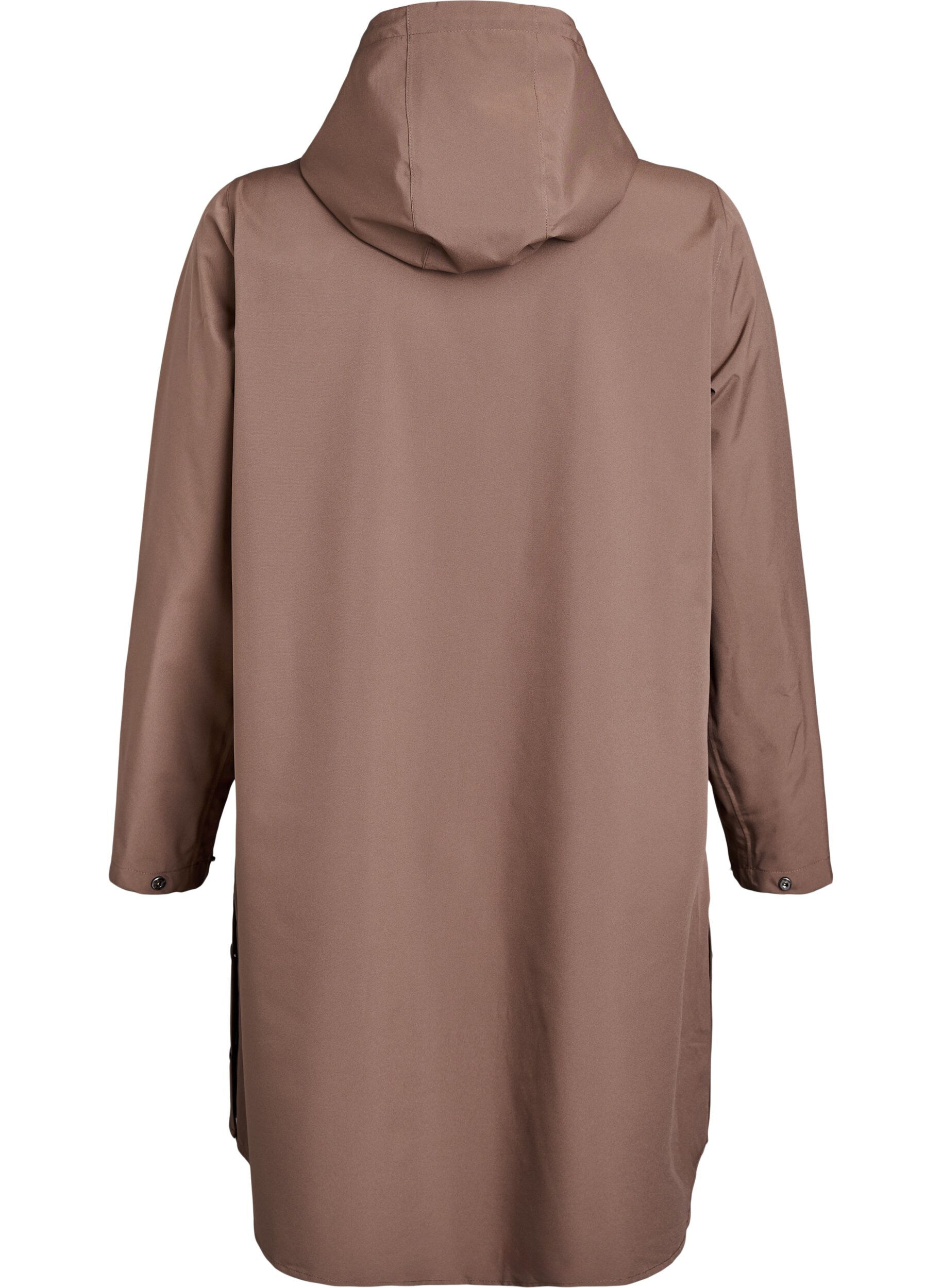 ZizziRegnjacka med fickor och huva, Brun, Packshot image number 1