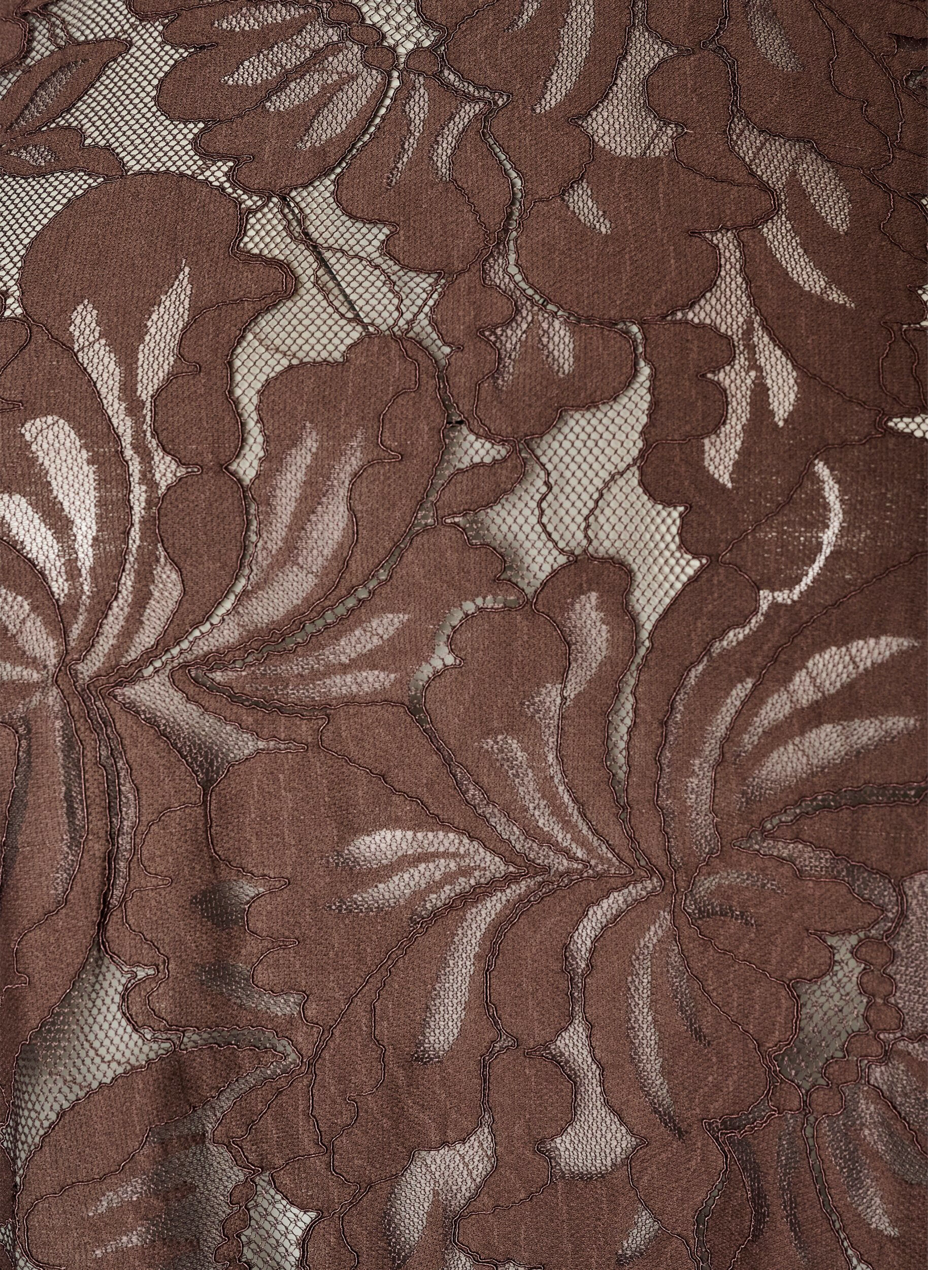 ZizziKort&auml;rmad blus i spets, Brun, Packshot image number 2