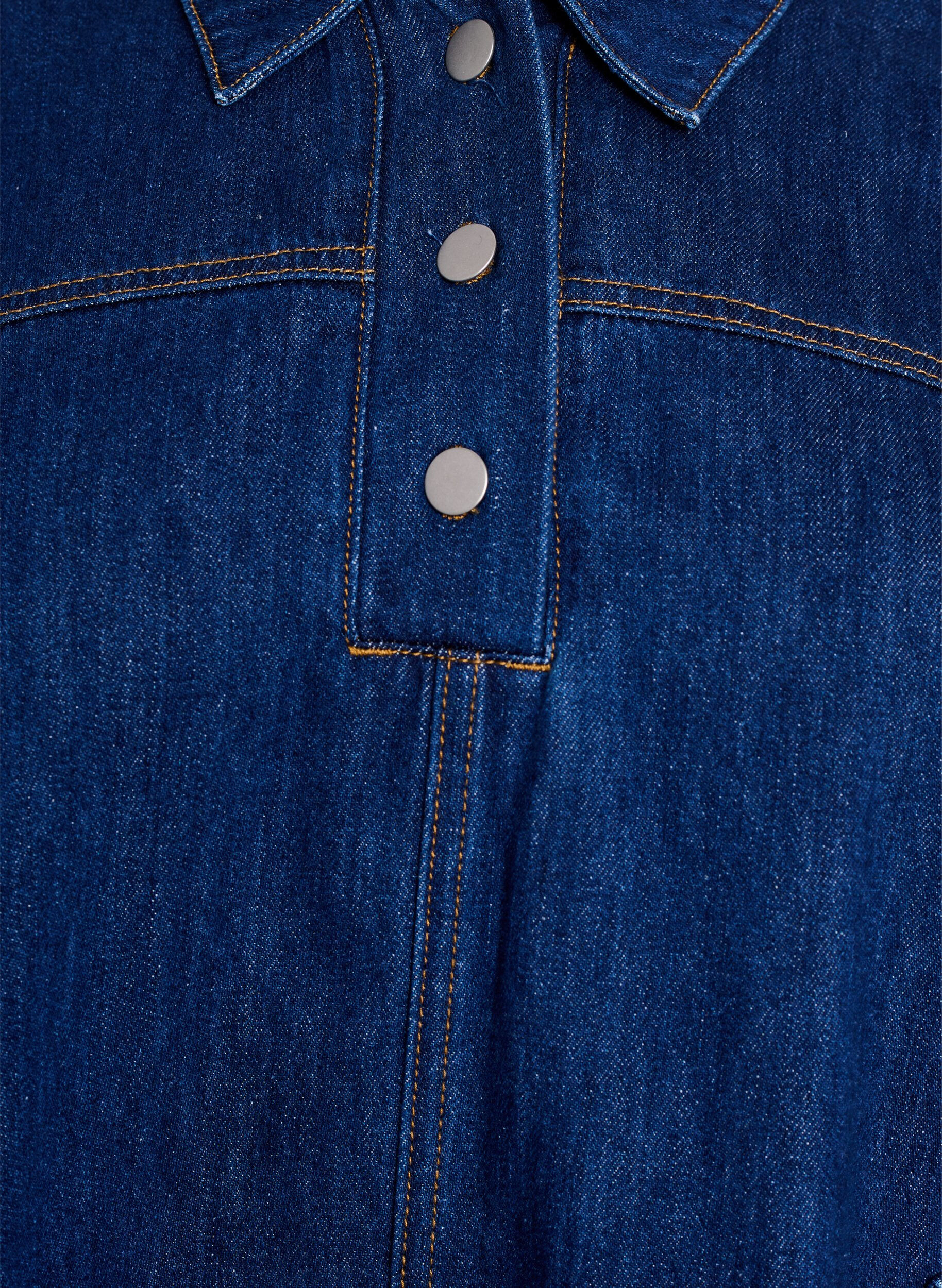 Zizzi Kort jeanskl&auml;nning med krage och kn&auml;ppning, Bl&aring;, Packshot image number 2