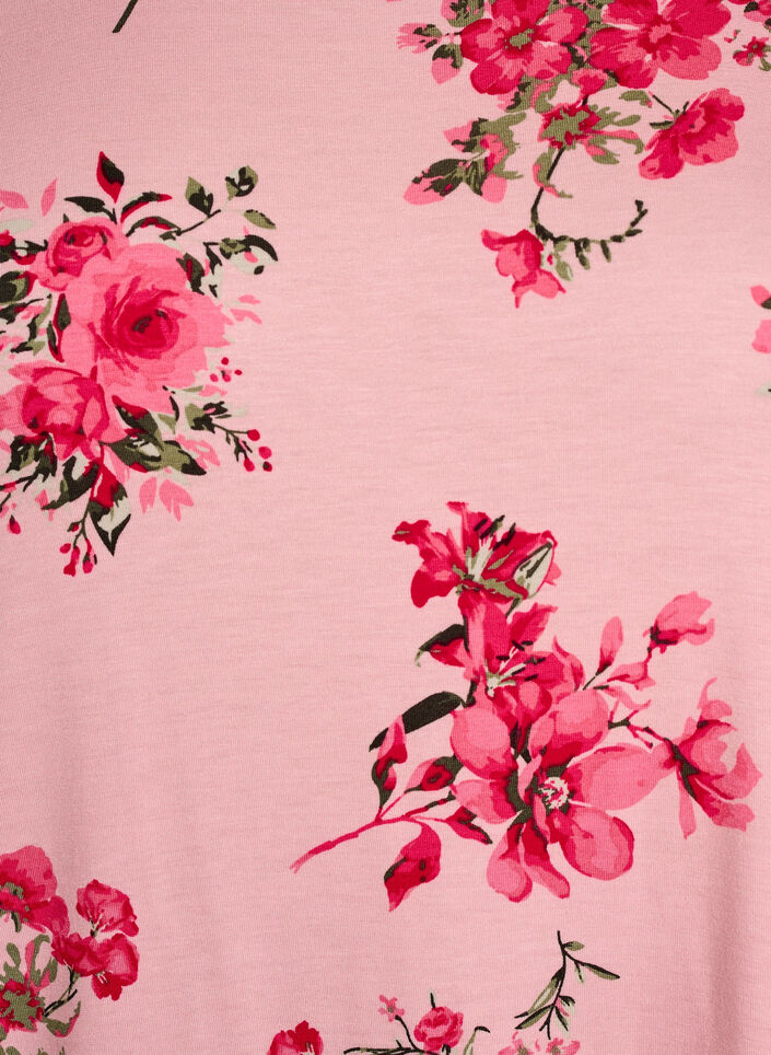 T-shirt med blommigt tryck, Rosa, Packshot image number 2