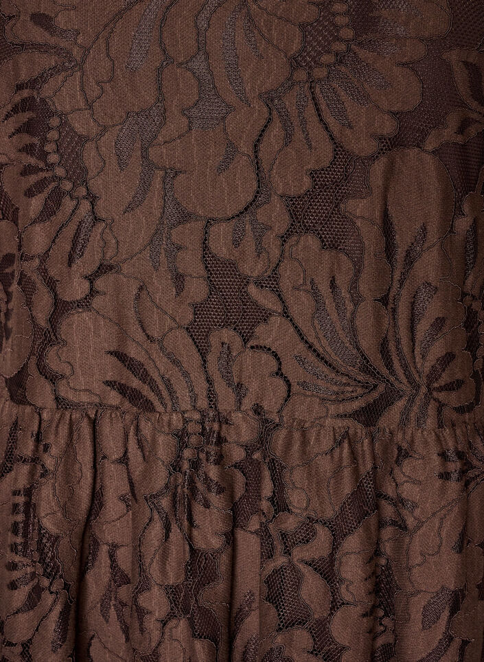 Midikl&auml;nning i blommig jacquard, Brun, Packshot image number 2