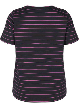 Randig t-shirt i bomull, Black w. Purple , Packshot image number 1