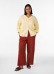 Blus i linne och viskos med v-ringning, Gul, Model image number 1