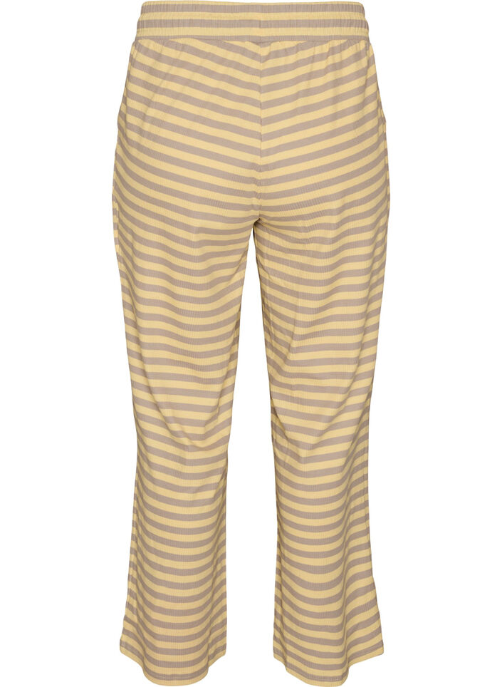 Randiga pyjamasbyxor med h&ouml;g midja och vida ben, Gul, Packshot image number 1