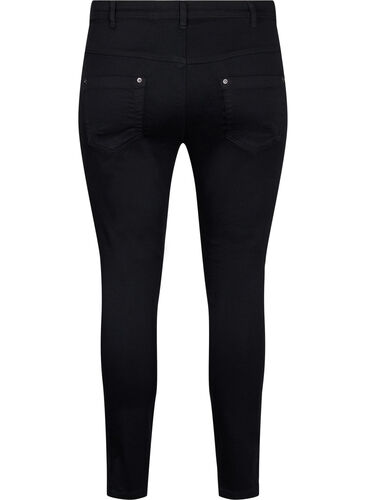 Croppade Amy jeans med blixtlås, Black denim, Packshot image number 1
