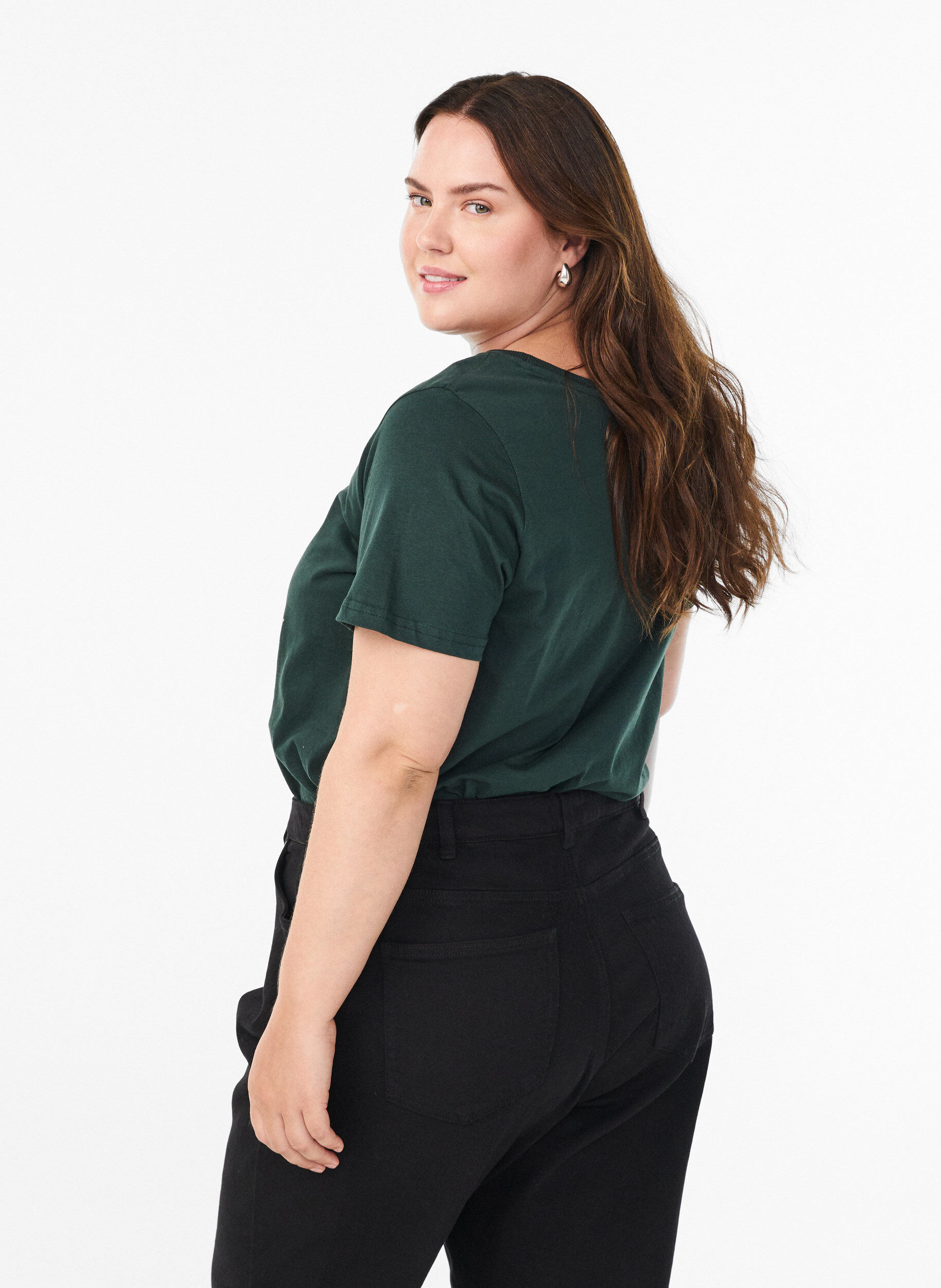 Zizzi Jul-t-shirt i ekologisk bomull, Gr&ouml;n, Model image number 2