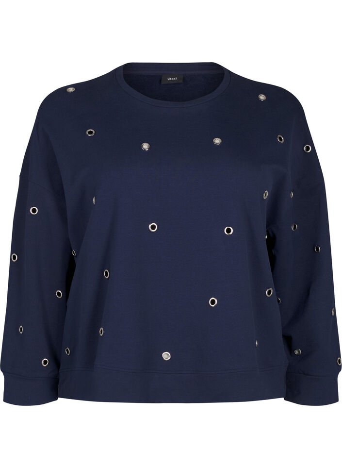 Sweatshirt med öljetter, Blå, Packshot image number 0