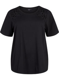 T-shirt i ekologisk bomull med broderade detaljer, Black