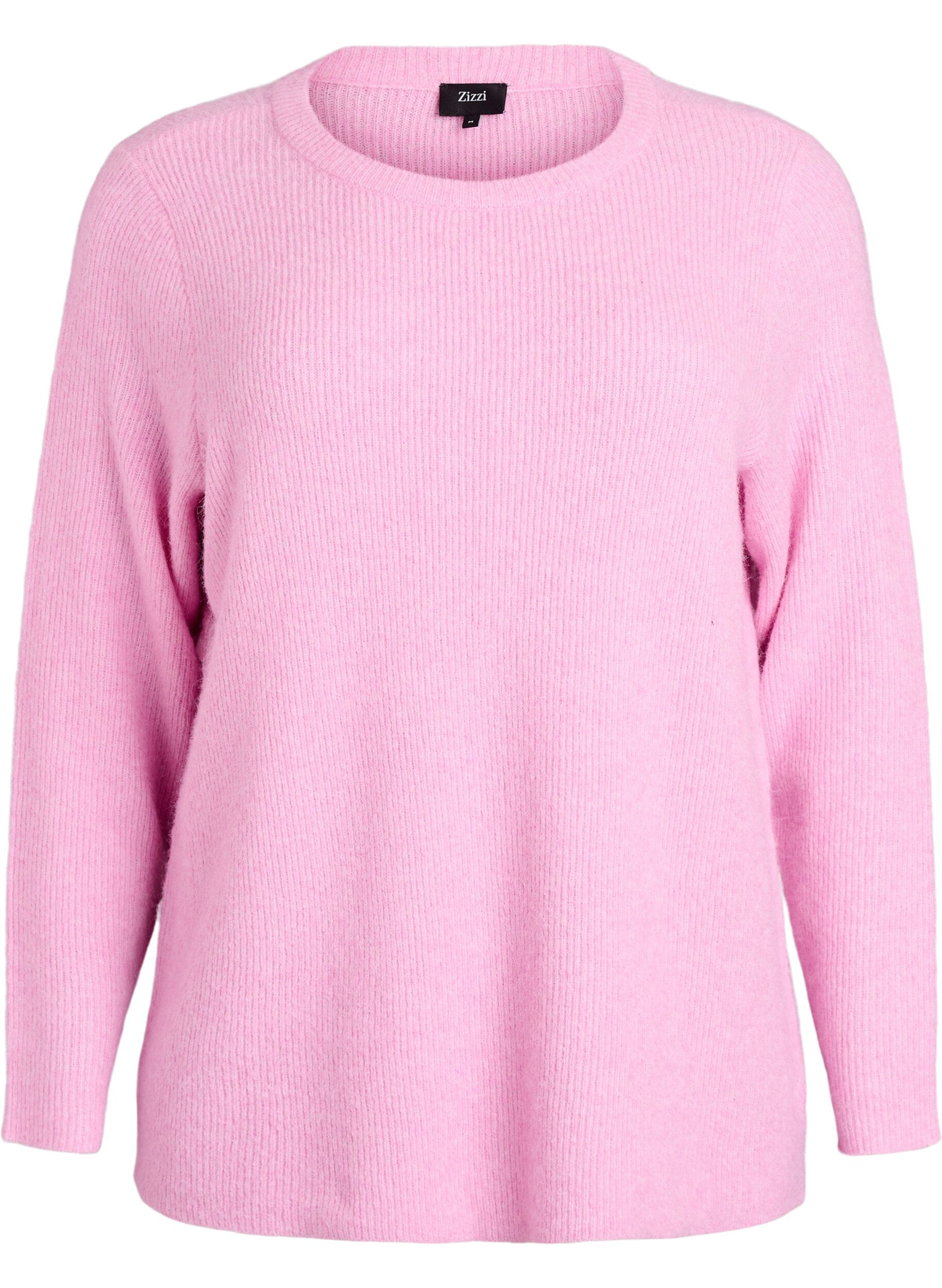 Melerad stickad blus med rund hals