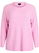 Melerad stickad blus med rund hals, Rosa, Packshot image number 0