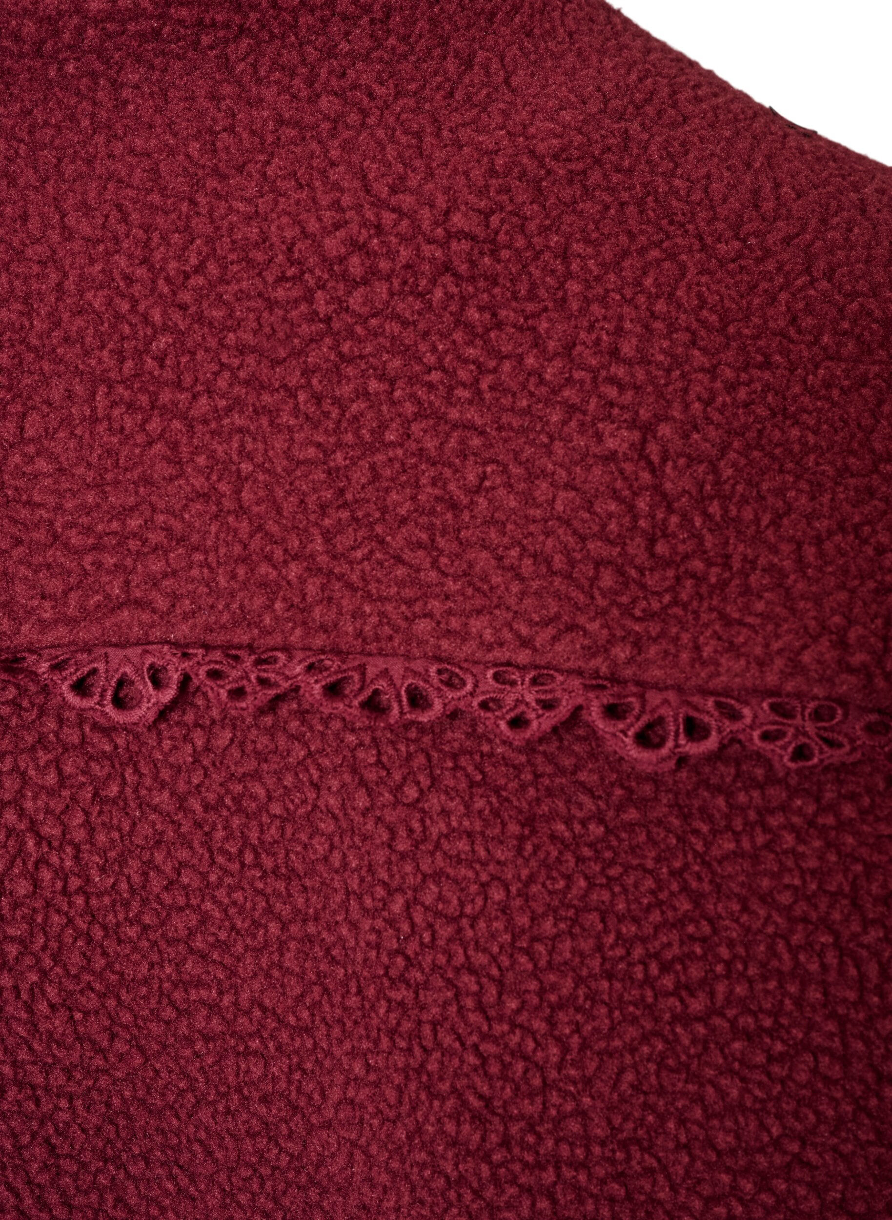 ZizziJacka i teddy med kant i broderie anglaise och h&ouml;g krage, R&ouml;d, Packshot image number 4