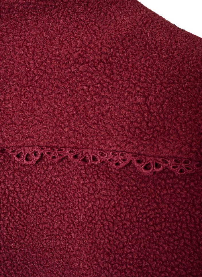 Jacka i teddy med kant i broderie anglaise och h&ouml;g krage, R&ouml;d, Packshot image number 4