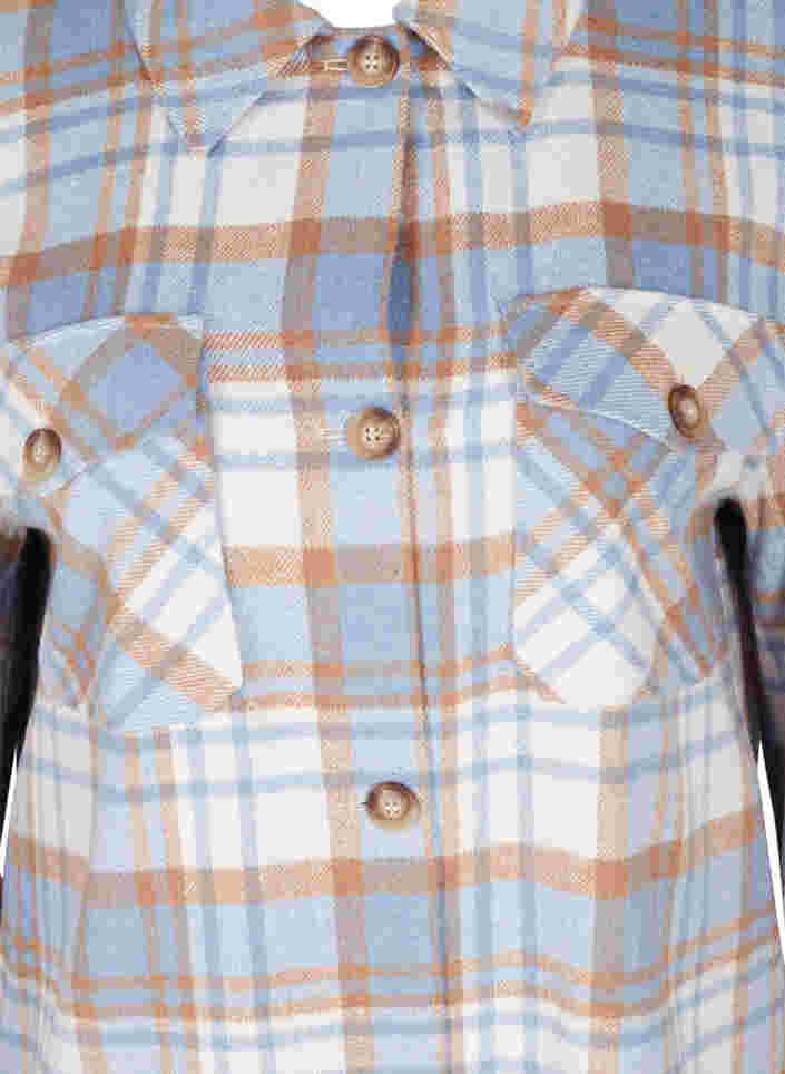 Lång rutig skjortjacka med bröstfickor, Serenity Check, Packshot image number 2