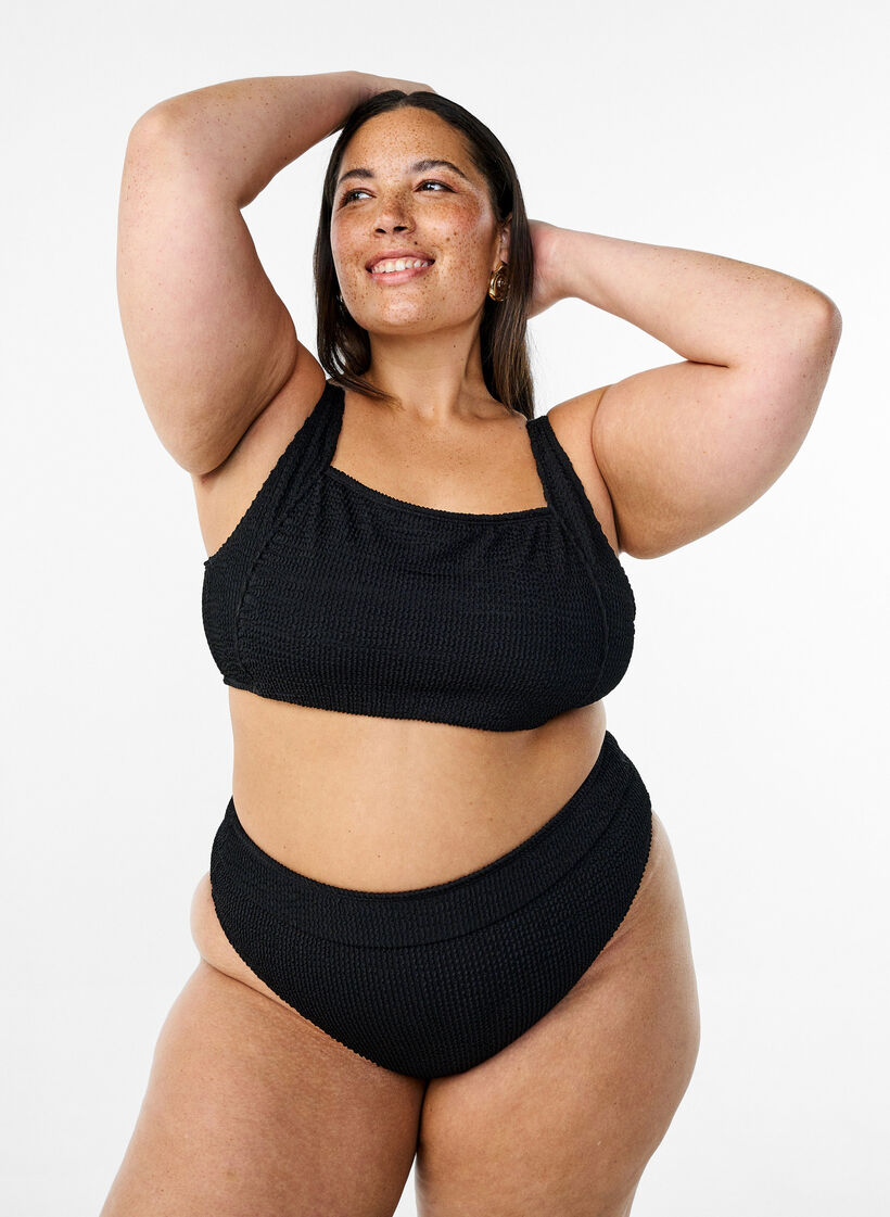 Bikinitrosa i crepe med brasiliansk passform, Svart, Model image number 0