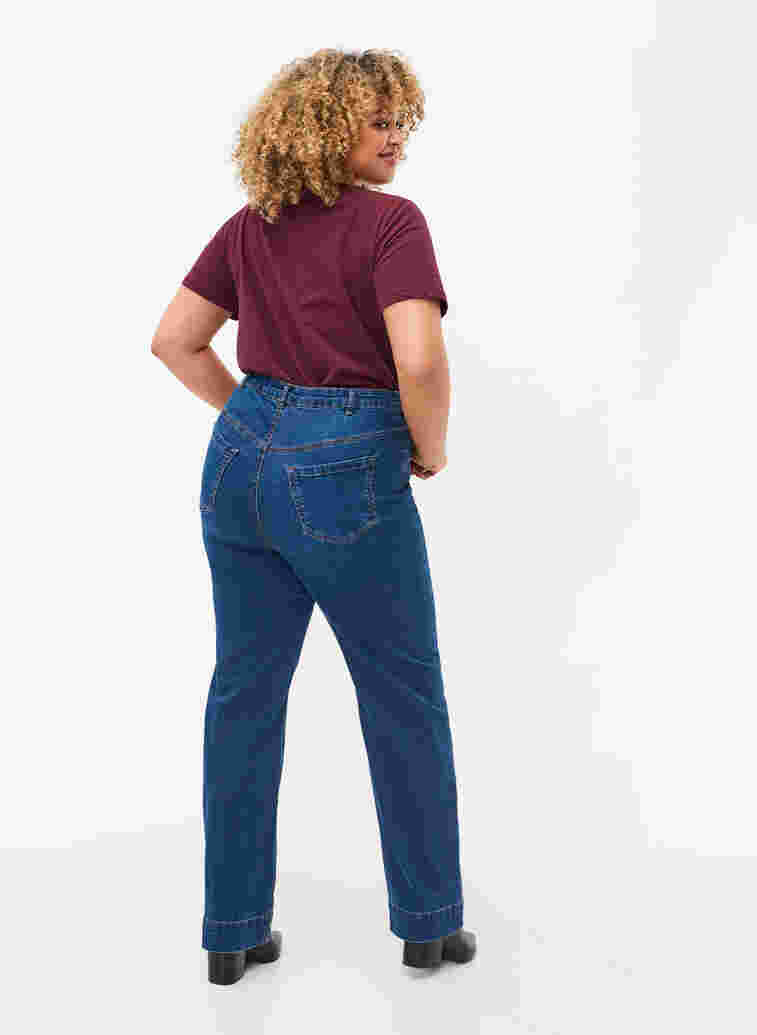 Megan Jeans med regular fit och extra hög midja, Blue denim, Model image number 1