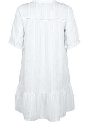 Randig klänning i viskos med spetsdetaljer, Bright White, Packshot image number 1