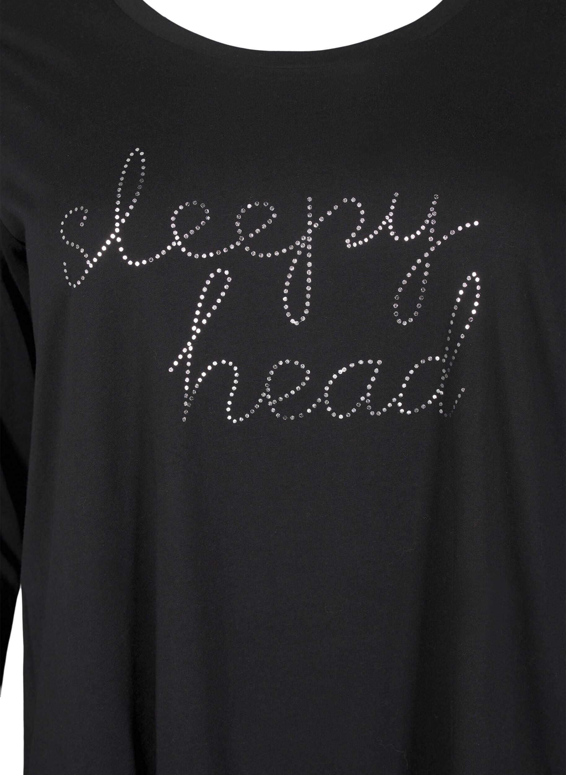 Zizzi L&aring;ng&auml;rmat nattlinne i ekologisk bomull, Svart, Packshot image number 2