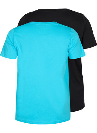 2-pack t-shirt i bomull, Blue Atoll / Black, Packshot image number 1