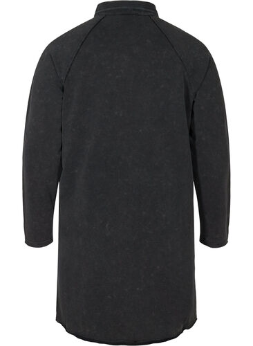 Sweatshirtklänning i bomull med acid wash och fickor, Black Acid Washed, Packshot image number 1