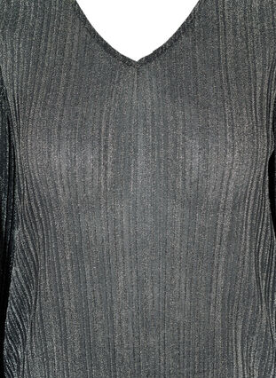 Glittrig tunika med smock, Black w. Silver, Packshot image number 2