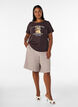T-shirt i bomull med tryck framtill, Brun, Model image number 1