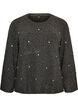 Blus i stickat med strass och diamantm&ouml;nster, Gr&aring;, Packshot image number 0