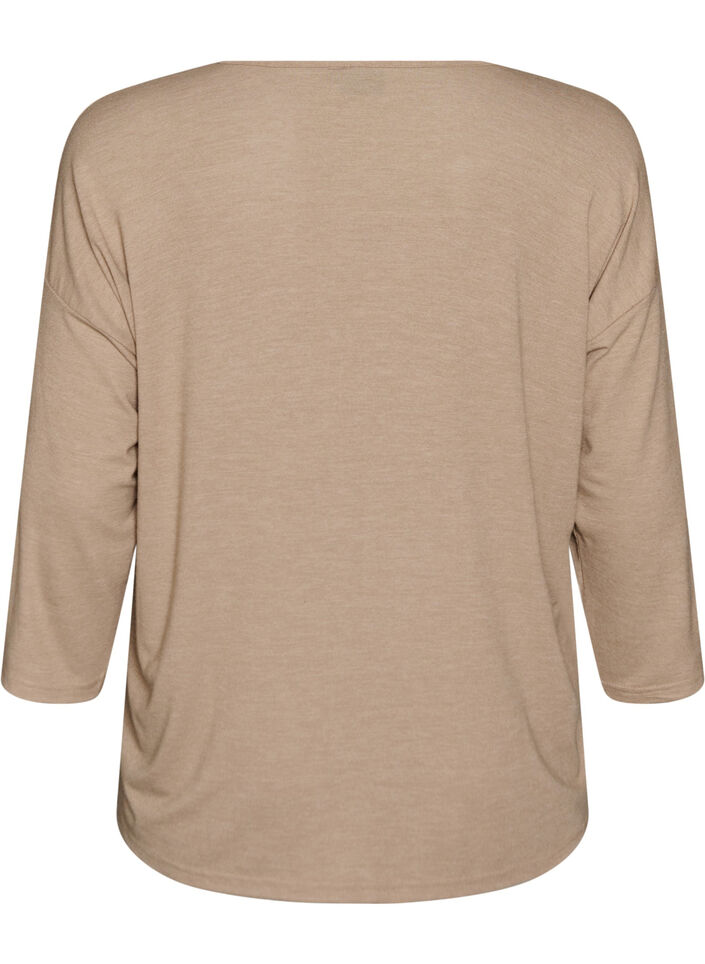 Jerseyblus med 3/4-&auml;rm, Beige, Packshot image number 1