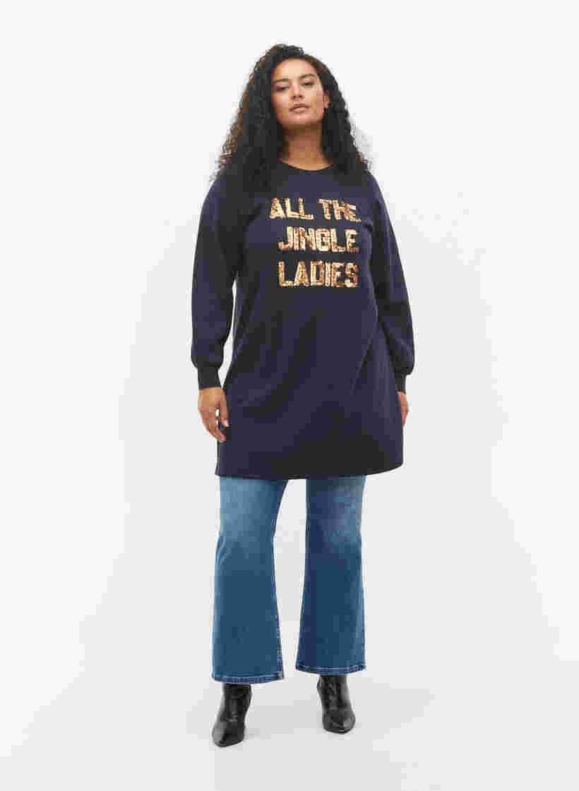 Sweatshirtklänning med julmotiv, Night Sky Jingle, Model image number 3