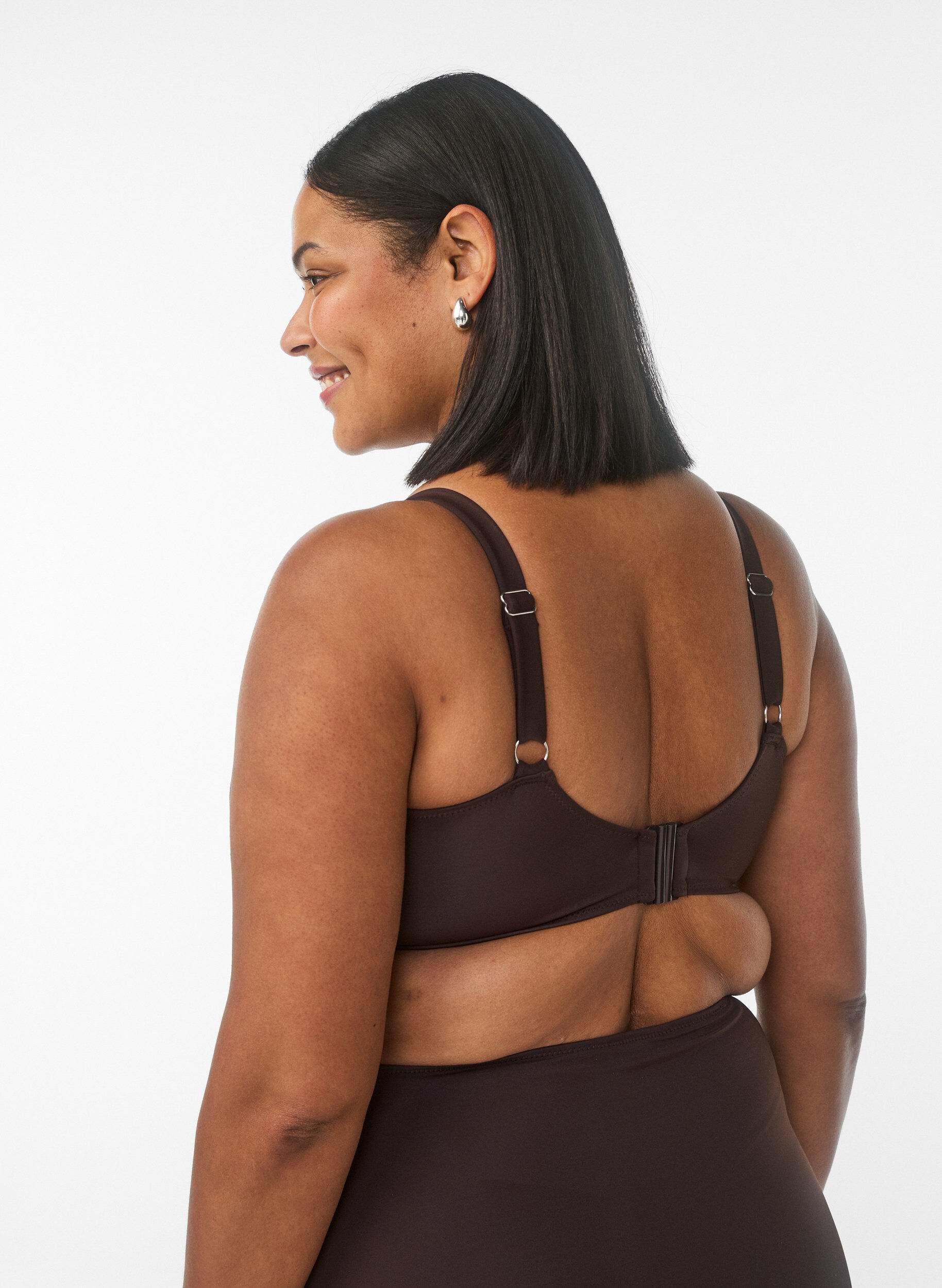 Zizzi Bikini-bh med bygel och drapering, Brun, Model image number 2