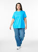 Enkel t-shirt i bomull med rund halsringning, Bl&aring;, Model image number 1