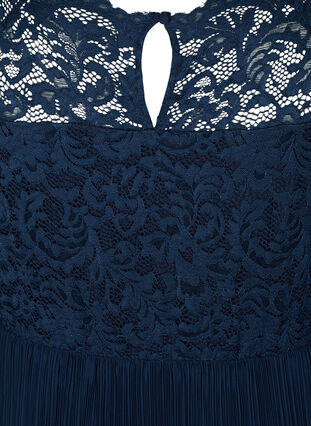 Ärmlös maxiklänning med spets och plisserad kjol, Night Sky, Packshot image number 3