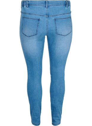 Croppade Sanna jeans med dekorativ rand på sidan, Light blue denim, Packshot image number 1