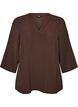 Blus med 3/4-&auml;rm, Brun, Packshot image number 0