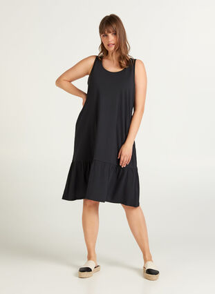Klänning med feminin skärning, Black, Model image number 2